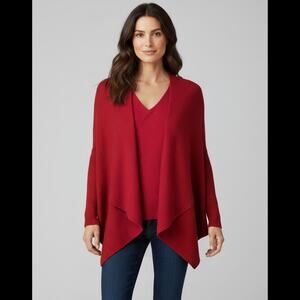 Eileen Fisher 2 Piece 100% Wool Sweater Set Cardigan Shell Top Red Petite PM